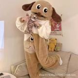 Women's Fall Winter Coral Fleece Zip Up One Piece Pajama Cartoon Pumpkin Warm Loungewear