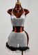 Women Sequin Metallic Patchwork Slit Bodycon Fuzzy Mini Skirt