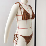 Women Bikini Rhinestone Solid Lace-Up Sexy Backless Wrap Skirt Two Piece Swimsuit