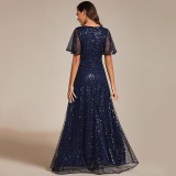 Plus Size Women V Neck Sequin Dress (Made after Order ,need 2–4 DAYS)