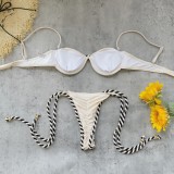 Women Solid Strapless Bikini Sexy Backless Two Piece Swimsuit
