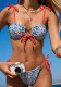 Women Print Lace-Up Sexy Bikini Beach Two Piece Swimsuit