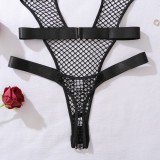 Women’s Sexy Halter Neck Cutout Strappy Fishnet Open Crotch Bodysuit
