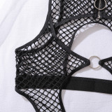 Women’s Sexy Halter Neck Cutout Strappy Fishnet Open Crotch Bodysuit