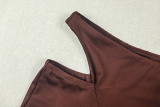 Women’s Sexy Off Shoulder Solid Color Cutout Bodycon Long Pants Two Piece Streetwear Set