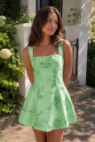 Women’s Strap Jacquard Embroidered Slim Waist Mini Party Dress (Made after Order ,need 2–4 DAYS)