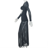 Women’s Solid Color Casual Bodycon Strapless Cutout Luxury Long Dress