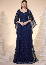 Women’s Formal Party Floral Sequin Long Dress Mother of the Bride Evening Gown