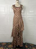 Women’s Summer Chic Strap Slim Fit Polka Dot Ruffle Skirt Set