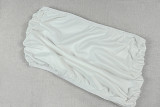 Women’s Solid Color Slim Fit Pleated Slash Shoulder One Shoulder Two Piece Skirt Set