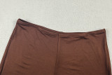 Women’s Summer Solid Color Halter Neck Tight Fitting Slim Fit Casual Two Piece Shorts Set