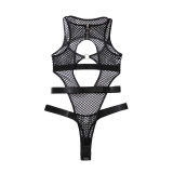 Women’s Sexy Halter Neck Cutout Strappy Fishnet Open Crotch Bodysuit