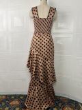 Women’s Summer Chic Strap Slim Fit Polka Dot Ruffle Skirt Set