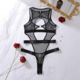 Women’s Sexy Halter Neck Cutout Strappy Fishnet Open Crotch Bodysuit