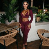 Women’s Solid Color Sexy Lace Up Tight Fitting Bikini Two Piece Swimsuit
