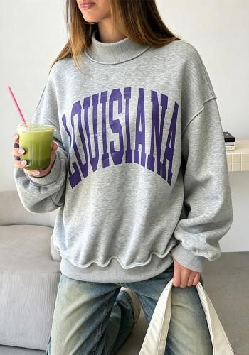Women’s American Casual Oversized Long Sleeve Letter Print Pullover Sweatshirt