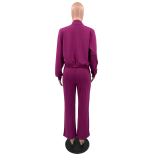 Women’s Fall Winter Chic Casual Embroidered Vest Wide Leg Pants Three Piece Set