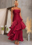 Women’s Elegant Off Shoulder Tiered Strap Dress Formal Party Gown