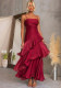 Women’s Elegant Off Shoulder Tiered Strap Dress Formal Party Gown