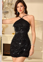 Women’s Sexy Low Back Tassel Sequin Short Dress Party Cocktail Dress Women’s Sexy Low Back Tassel Sequin Short Dress Party Cocktail Dress