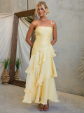 Women’s Elegant Off Shoulder Tiered Strap Dress Formal Party Gown
