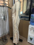 Women’s Sexy Low Back Strap Sequin Dress Evening Dress