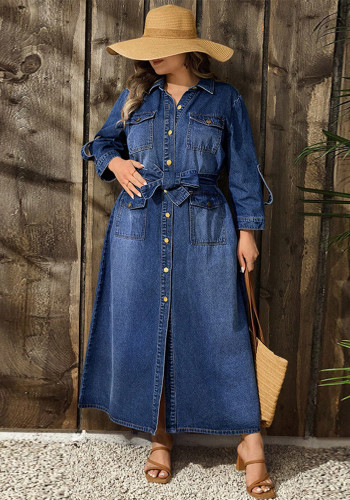 Women’s Plus Size Denim Button Down Denim Dress