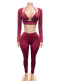 Women’s Solid Color Sexy Lace Up Tight Fitting Bikini Two Piece Swimsuit