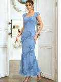 Women’s Sexy Embroidered Mermaid Long Dress Party Evening Dress