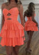 Women’s Holidays Solid Color V Neck Low Back Strap Cascading Ruffles Dress (Made after Order ,need 2–4 DAYS)