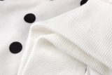 Women’s Y2K Polka Dot Stand Collar Long Sleeve Crop Zip Up Slim Fit Top