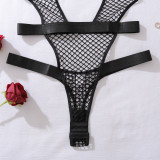 Women’s Sexy Halter Neck Cutout Strappy Fishnet Open Crotch Bodysuit