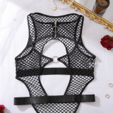Women’s Sexy Halter Neck Cutout Strappy Fishnet Open Crotch Bodysuit