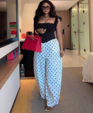Women African Square Neck Strapless Spaghetti Strap Irregular Top & Pants Two Piece Set