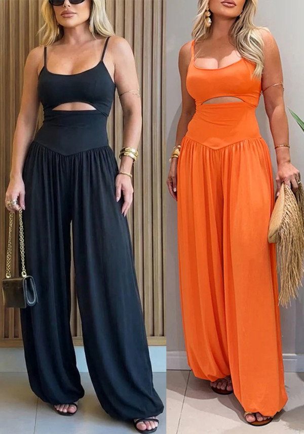 Women Casual Cutout Wide Leg Jumpsuit