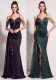 Women Beaded Chiffon Sash Mesh Patchwork Halter Evening Dress