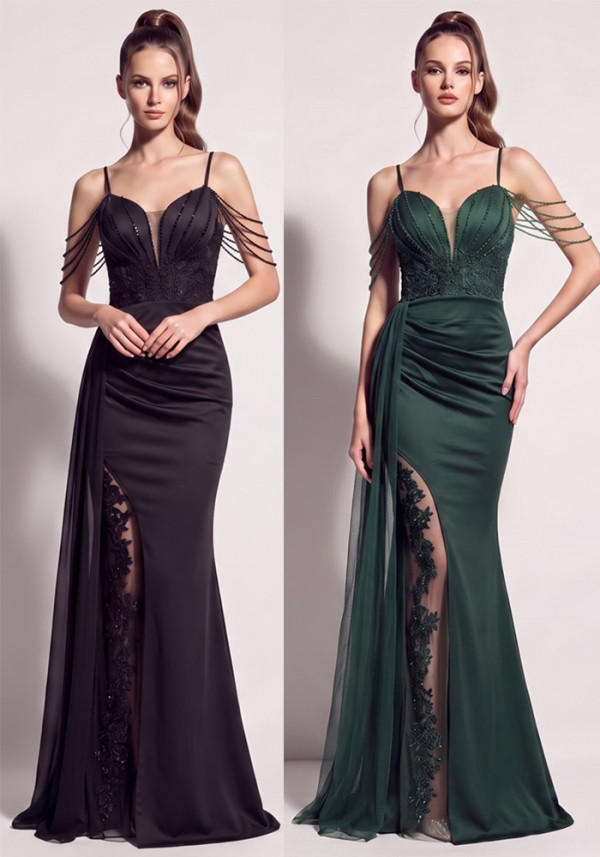 Women Beaded Chiffon Sash Mesh Patchwork Halter Evening Dress