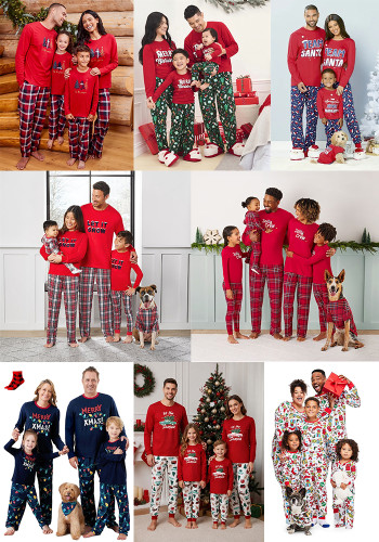 Family Wear Christmas Plaid Print Long Sleeve Top & Pants Pajama Set