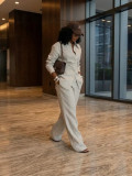 Women Casual African Long Sleeve Shirt & Wide Leg Pants Two Piece Set