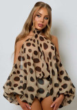 Women Summer Irregular Cold Shoulder Bodysuit with Head Wrap Triangle Scarf