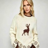 Women Autumn Winter Round Neck Long Sleeve Top Sweater