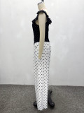 Women African Square Neck Strapless Spaghetti Strap Irregular Top & Pants Two Piece Set