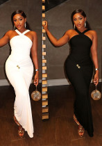 Women White Formal Party Cross Halter Neck Cold Shoulder Ruched Bodycon Mermaid Maxi Dress Women White Formal Party Cross Halter Neck Cold Shoulder Ruched Bodycon Mermaid Maxi Dress