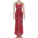Women Summer Polka Dot Sexy Spaghetti Strap Dress
