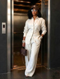 Women Casual African Long Sleeve Shirt & Wide Leg Pants Two Piece Set