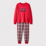 Family Wear Christmas Plaid Print Long Sleeve Top & Pants Pajama Set