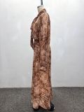 Women Plus Size African Long Sleeve Printed Bow Tie Shirt & Midi Skirt Two Piece Set