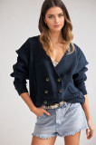 Women Autumn Winter Solid V Neck Long Sleeve Button Knitting Sweater