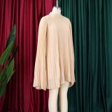 Women Stand Collar Cape Sleeve Pleated Chiffon Cloak Formal Party Evening Dress