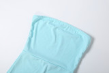 Women Summer Sleeveless Sexy Strapless Backless Solid 3/4 Length Jumpsuit